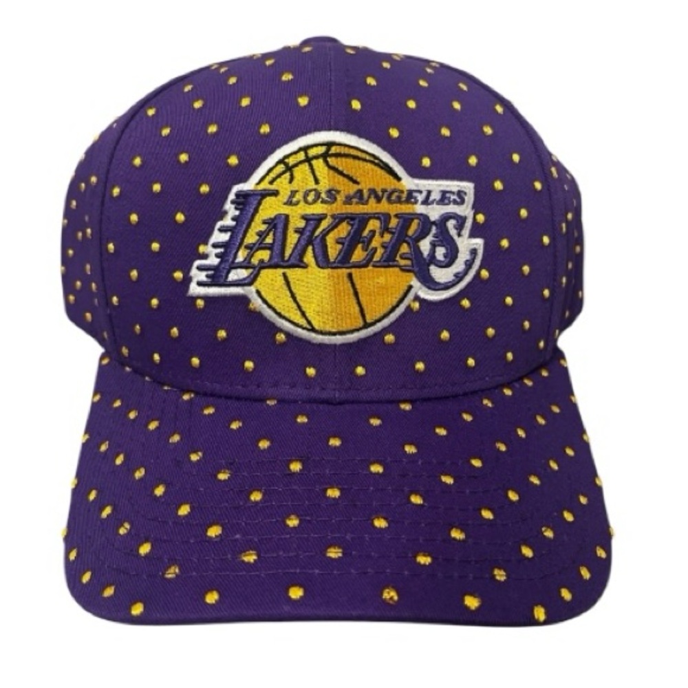 NWT Mitchell & Ness Lakers Purple Hat with Yellow Dots